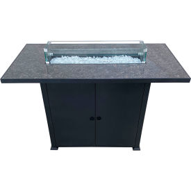Rectangular Bar Height Marble Top Fire Pit with Wind Screen