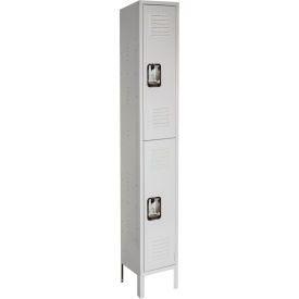 2-Tier 2 Door Antimicrobial Locker, 12"W x 18"D x 78"H, Gray, Unassembled