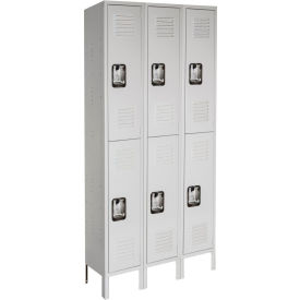 2-Tier 6 Door Antimicrobial Locker, 36"W x 12"D x 78"H, Gray, Assembled