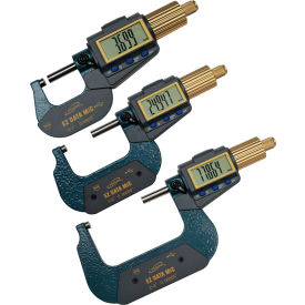 Digital Micrometer w/ Alloy Gold Anodized Friction Thimble, Pack of 3