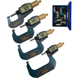 Digital Micrometer w/ Alloy Gold Anodized Friction Thimble, Pack of 4
