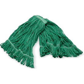 4-Ply Anti-Microbial Looped End Mop w/ Green Band, Medium, Green, Pack of 12