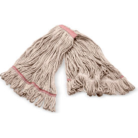 4-Ply Anti-Microbial Looped End Mop w/ Red Band, Large, Natural, Pack of 12