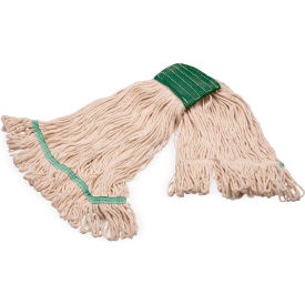 Grease Release Looped End Mop w/ Green Band, Medium, Natural, Pack of 12