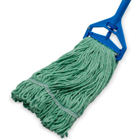 4-Ply Looped End Mop w/ 1" Green Band, Medium, Green, Pack of 12