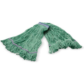4-Ply Looped End Mop w/ 1" Red Band, Large, Green, Pack of 12