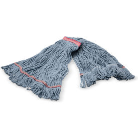 4-Ply Looped End Mop w/ 1" Red Band, Large, Blue, Pack of 12