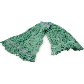 4-Ply Looped End Mop w/ 1" Blue Band, X-Large, Green, Pack of 12