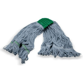 4-Ply Looped End Mop w/ 5" Green Band, Medium, Natural, Pack of 12