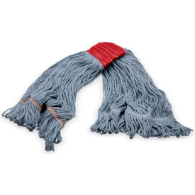 4-Ply Looped End Mop w/ 5" Red Band, Large, Blue, Pack of 12