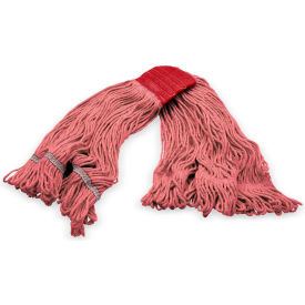 4-Ply Looped End Mop w/ 5" Red Band, Large, Red, Pack of 12