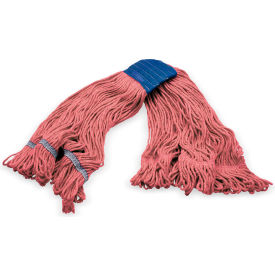 4-Ply Looped End Mop w/ 5" Blue Band, X-Large, Red, Pack of 12