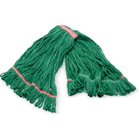 4-Ply Anti-Microbial Looped End Mop, Large, Green, Pack of 12