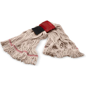 Looped End Mop w/ Scrubber & Red Band, Large, Natural, Pack of 12