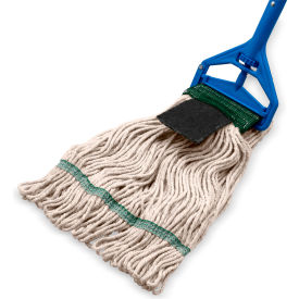 Looped End Mop w/ Scrubber & Green Band, Medium, Natural, Pack of 12