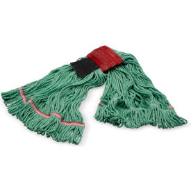Looped End Mop w/ Scrubber & Red Band, Large, Green, Pack of 12