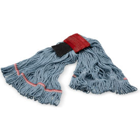 Looped End Mop w/ Scrubber & Red Band, Large, Blue, Pack of 12