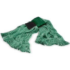 Looped End Mop w/ Scrubber & Green Band, Medium, Green, Pack of 12