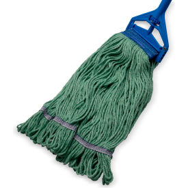 4-Ply Looped End Mop w/ 5" Blue Band, X-Large, Green, Pack of 12