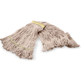 4-Ply Looped End Mop w/ 1" Yellow Band, Small, Natural, Pack of 12