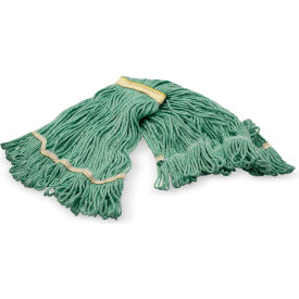 4-Ply Looped End Mop w/ 1" Yellow Band, Small, Green, Pack of 12