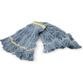 4-Ply Looped End Mop w/ 1" Yellow Band, Small, Blue, Pack of 12