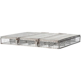 Steel Mesh Basket with Lid & Dividers, Stainless Steel, 20-1/4"L x 16-1/4"W x 2-7/16"H