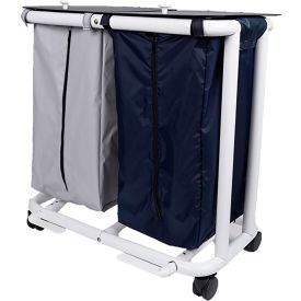 Deluxe New Era Patented Double Hamper, Large, Black/White