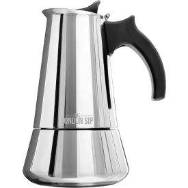 London Espresso Maker, 3 Cups, Stainless Steel, Silver