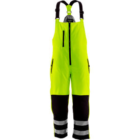 Men's HiVis Softshell Insulated Bib Overalls, 5XL, Black & Lime