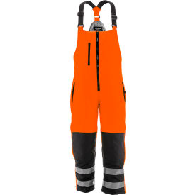 Men's HiVis Softshell Insulated Bib Overalls, 5XL, Black & Orange