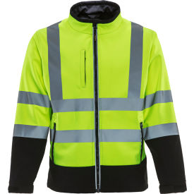 Men's HiVis Softshell Insulated Jacket, Large, Black/Lime