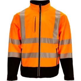 Men's HiVis Softshell Insulated Jacket, Medium, Black/Orange