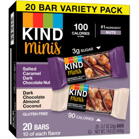 Kind® Minis, Salted Caramel, Dark Chocolate Nut, Dark Chocolate Almond & Coconut Bar, Pack of 20