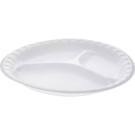 Placesetter Satin Foam Plate w/ 3 Compartment, 10-1/4" Diameter, White, Pack of 540