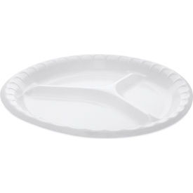 Placesetter Deluxe Foam Plate w/ 3 Comp., 10-1/4" Dia., White, Pack of 540