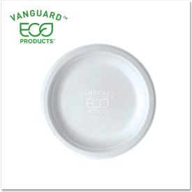 Vanguard Renewable & Compostable Sugarcane Plates, 6" Dia., White, Pack of 1000