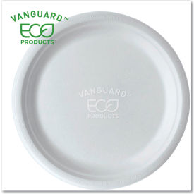 Vanguard Renewable & Compostable Sugarcane Plates, 10" Dia., White, Pack of 500