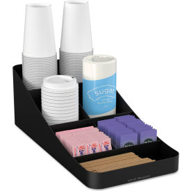 Trove Coffee Condiment Organizer with 7 Compartments, 7-3/4"W x 16"D x 5-1/4"H, Black