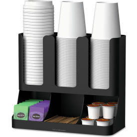 Coffee Condiment Organizer with 6 Compartments, 11-1/2"W x 6-1/2"D x 15"H, Black