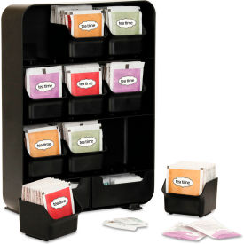 Baggy Tea Bag & Accessory Holder with 9 Drawers, 10-1/4"W x 4-5/16"D x 13-1/8"H, Black