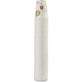 Paper Hot Drink Cups, 8 oz, White/Green, Pack of 50