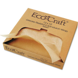 EcoCraft Grease Resistant Paper Wraps and Liners, 12"L x 12"W, Natural, Pack of 5000