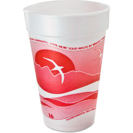 16 oz Hot/Cold Foam Drink Cups, Printed, Cranberry/White, Pack of 1000