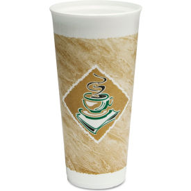 Cafe Hot/Cold Foam Drink Cups, 24 oz, Brown/Green/White, Pack of 500