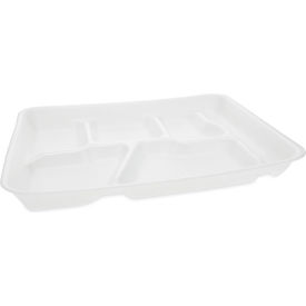 Foam School Tray w/ 6 Compartment, White, Pack of 500