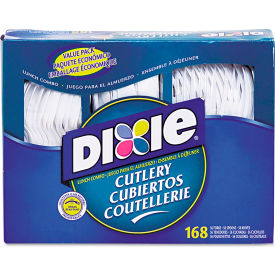 Tray w/ 56 Fork, 56 Knives & 56 Spoons Combo Pack, White, Pack of 1008