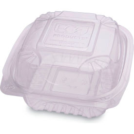 Clamshell Hinged Food Container, 6"L x 6"W x 3"H, Clear, Pack of 240