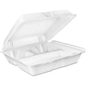 Foam Container w/ 3 Compartment, 9-3/8"L x 9"W x 3"H, White, Pack of 200