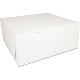 One-Piece Paper Bakery Boxes, 14"L x 14"W x 6"H, White, Pack of 50